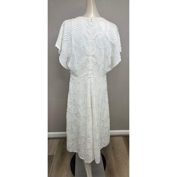 AKRIS Cotton Batiste Midi Dress with Circle Loop Embroidery US 8 $1390 - Picture 7 of 11